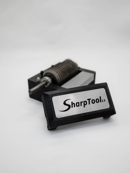 CBN slijper met SharpTool 2.0 behuizing en vervangende slijpinzet voor gereedschapsslijper voor op een accu boormachine om multitool bladen te slijpen